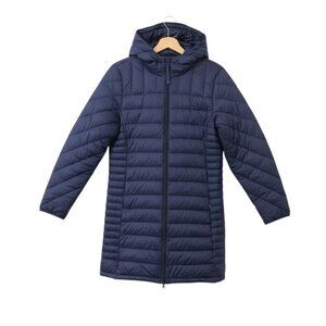 NWT Lands' End Hooded Long Down Winter Puffer Coat - Dark Navy Blue - Small